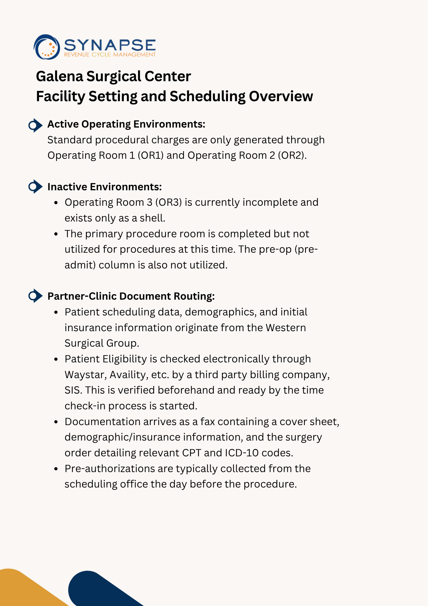 Facility setting and scheduling overview