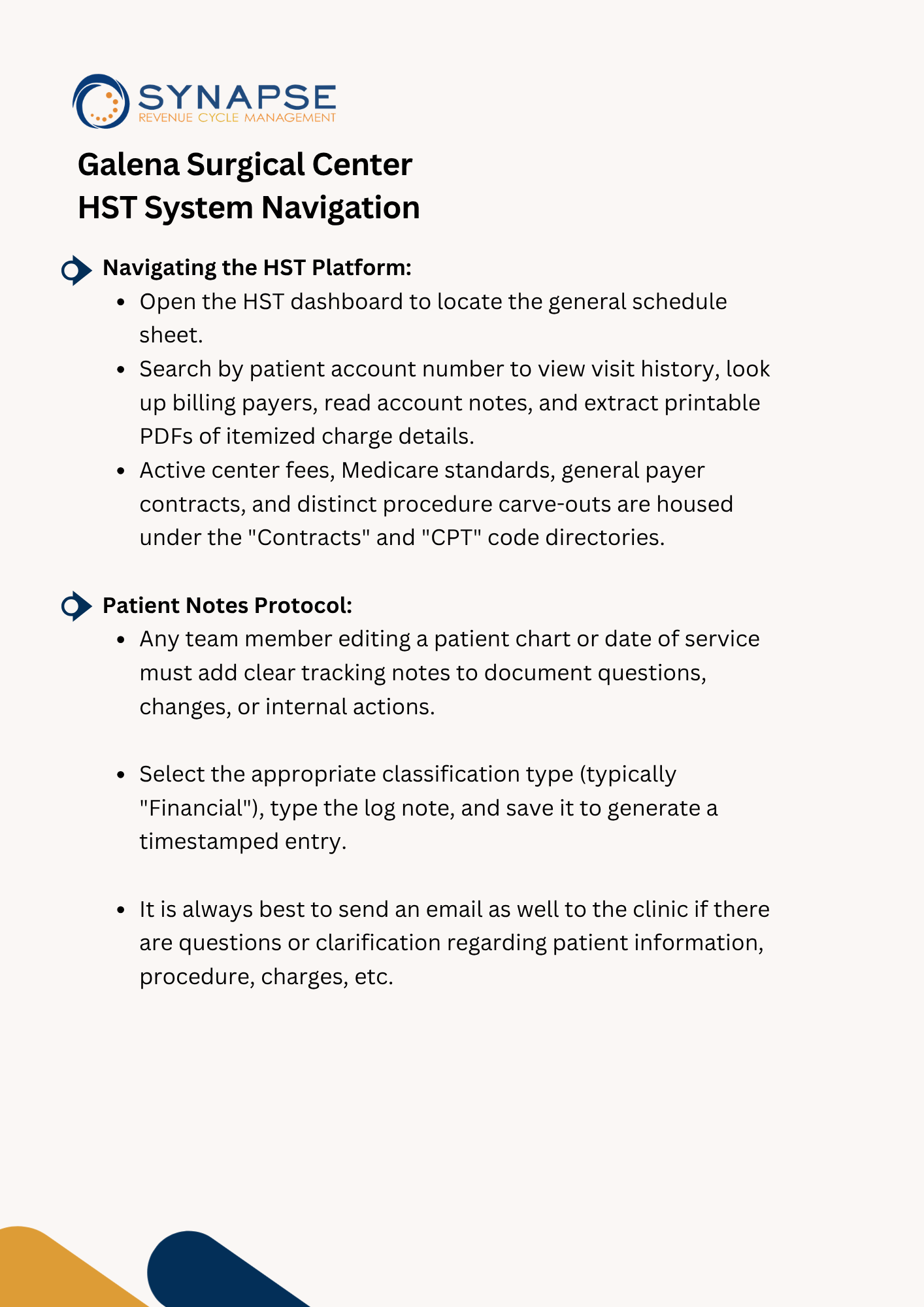 Hst system navigation