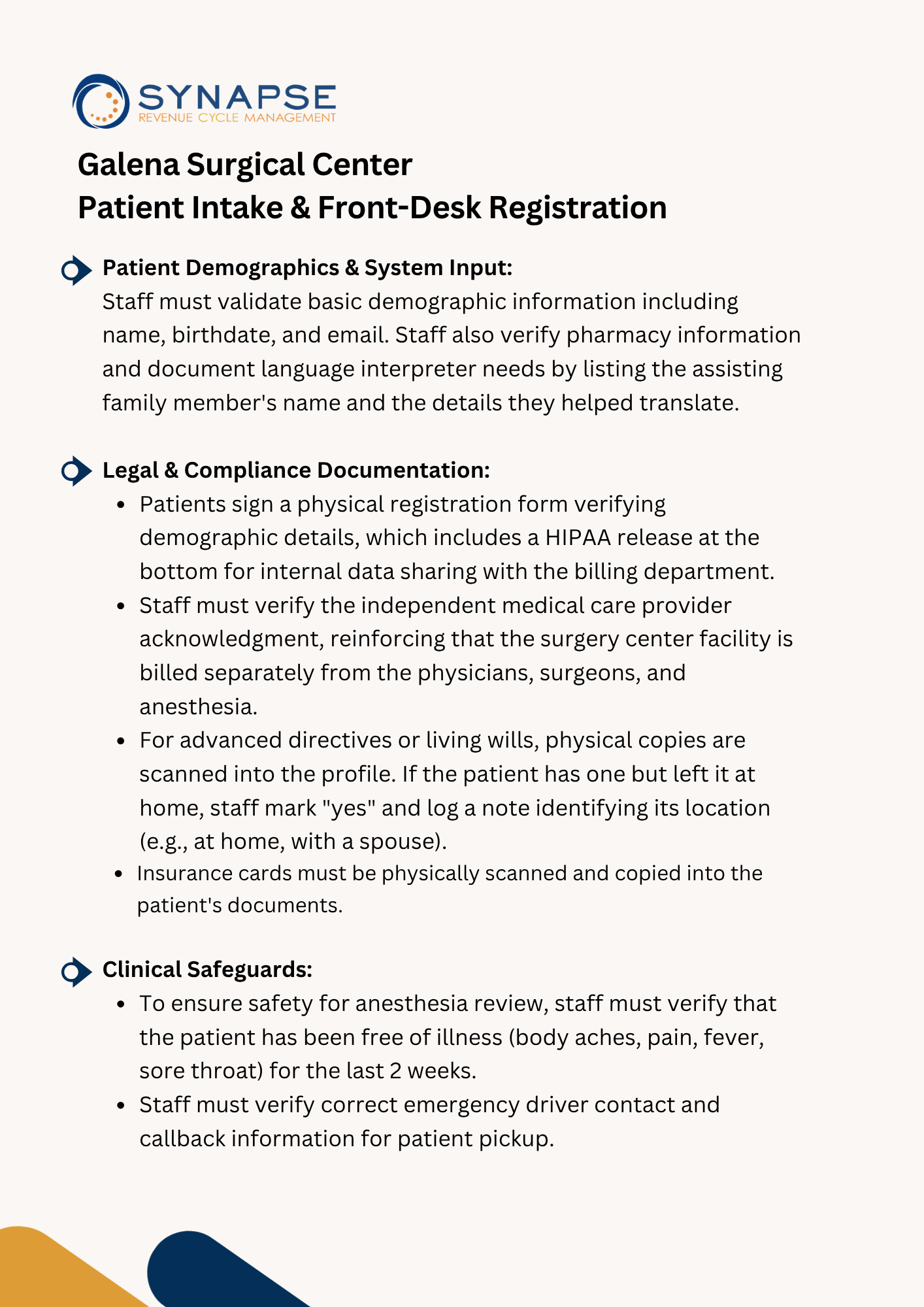 Patient intake   front desk registration