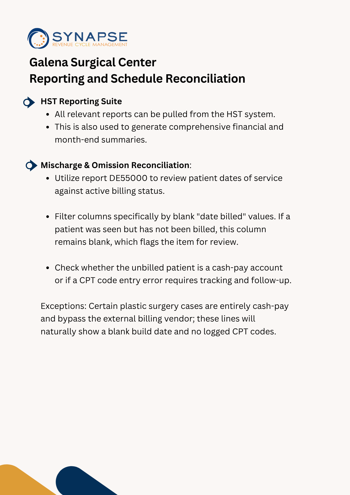 Reporting and schedule reconciliation