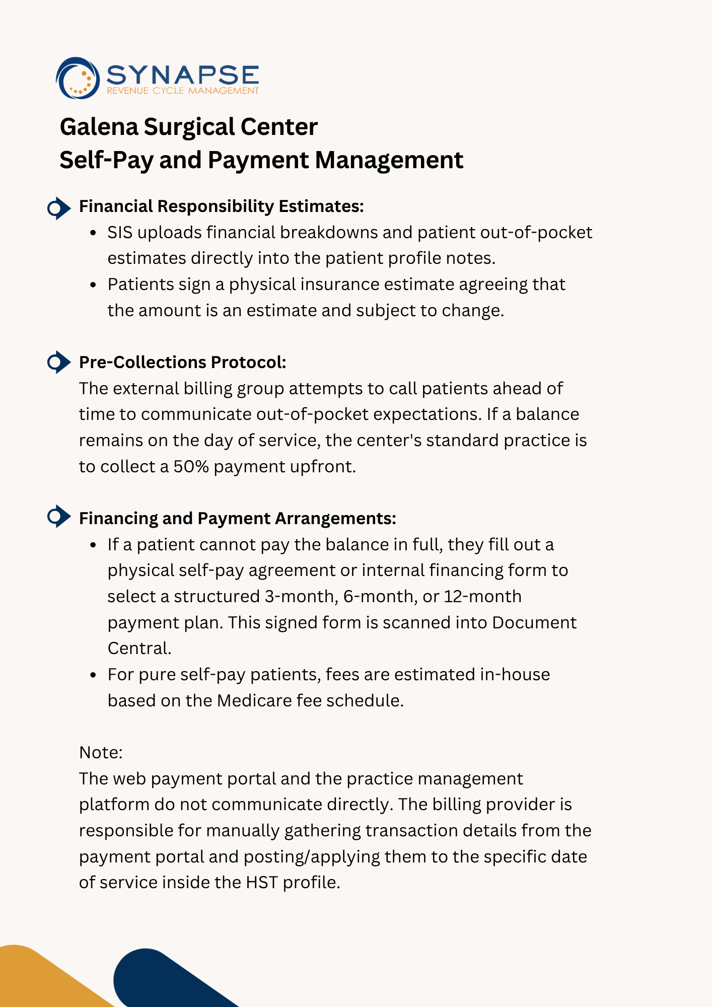 Self pay and payment management
