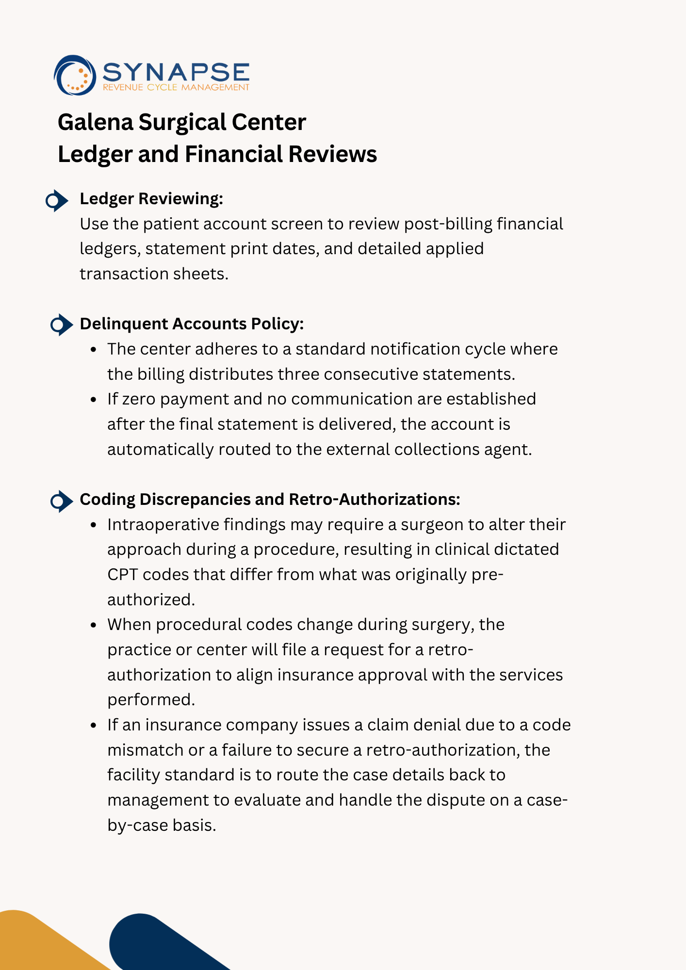 Ledger and financial reviews