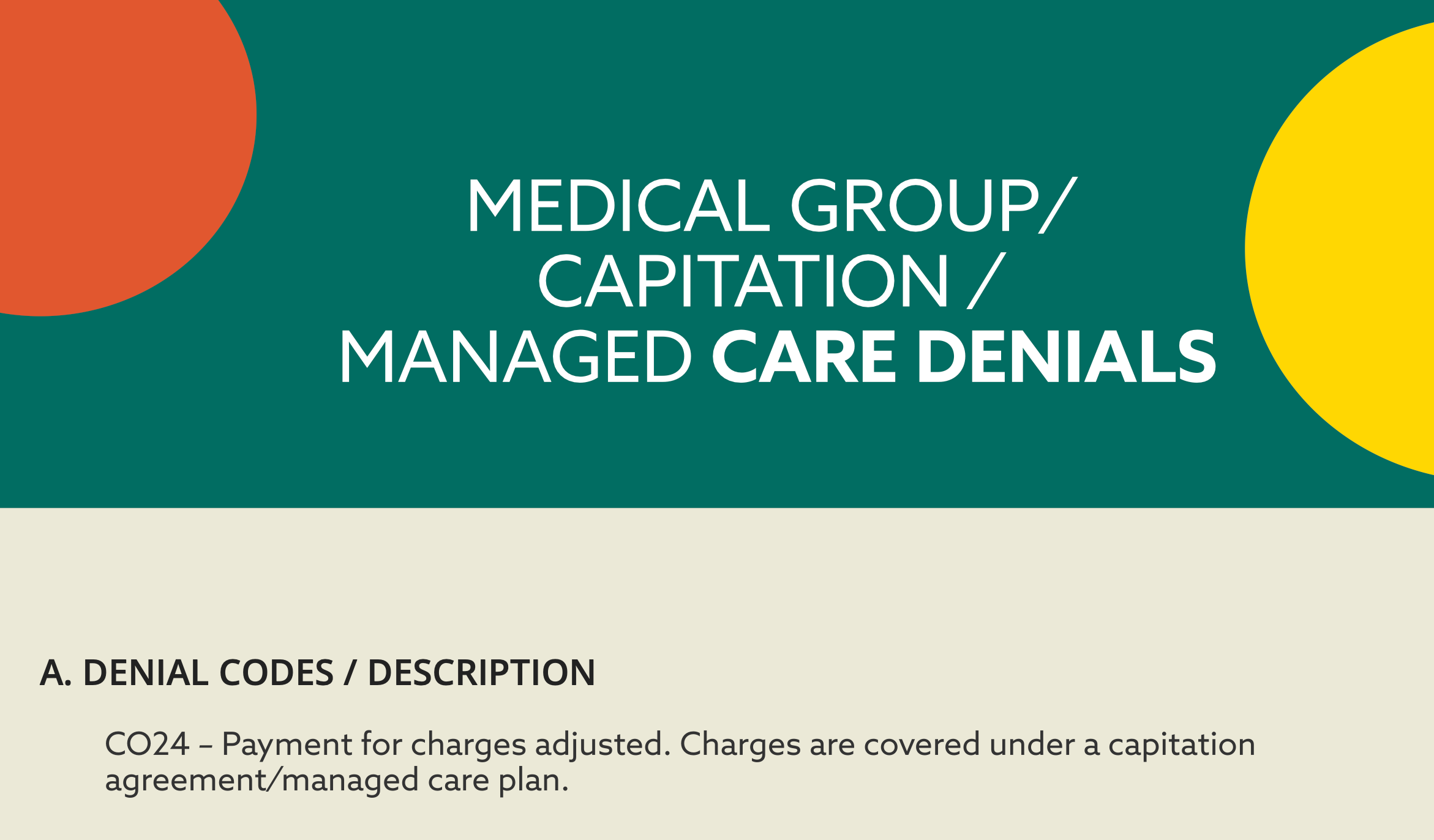 Medical group denials